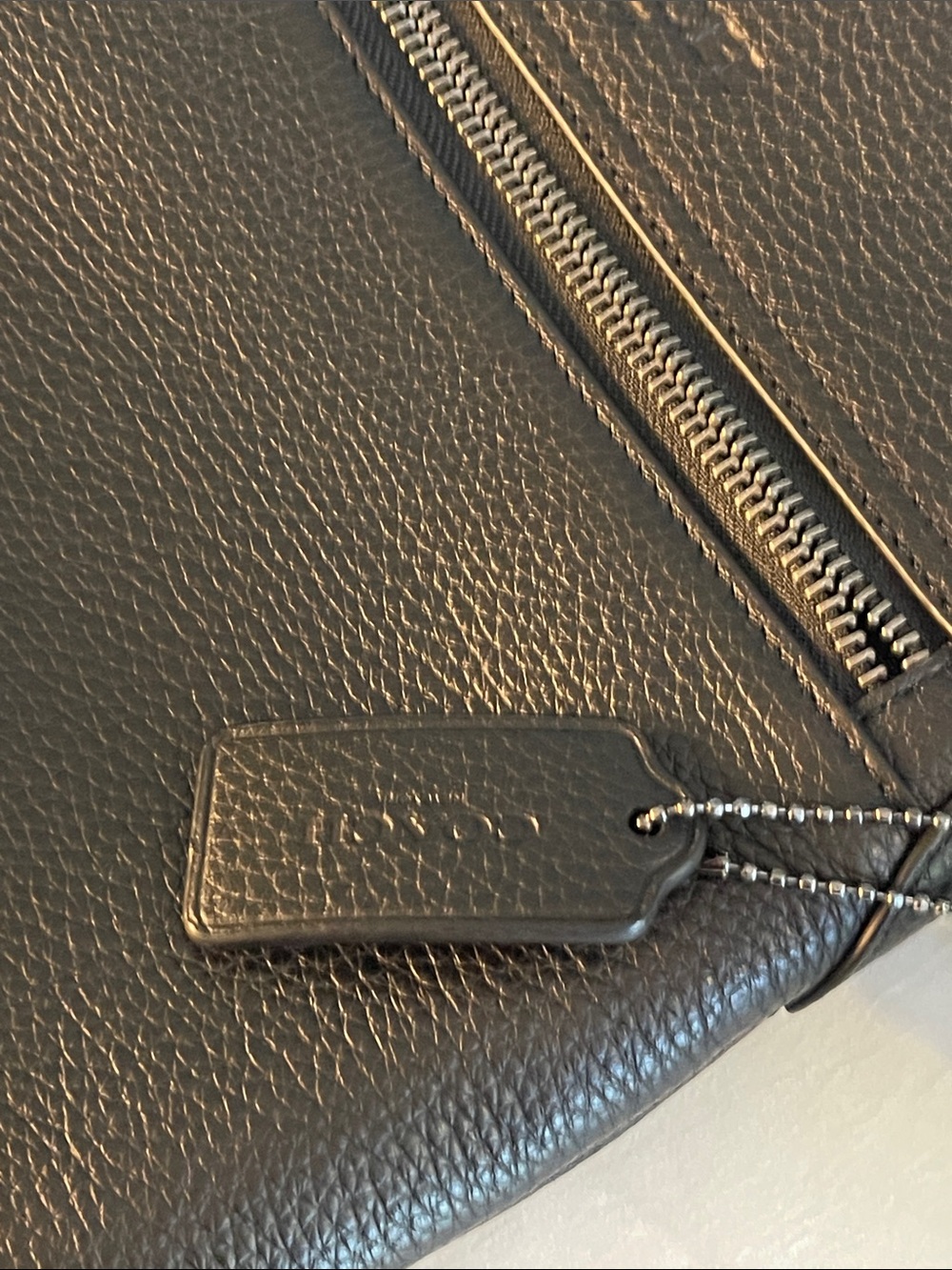 Coach Black Pebbled Leather Messenger Bag with Web Strap - Picture 9 of 9